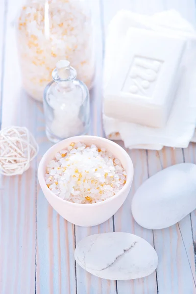 Sea salt in bowl — Stock Photo, Image