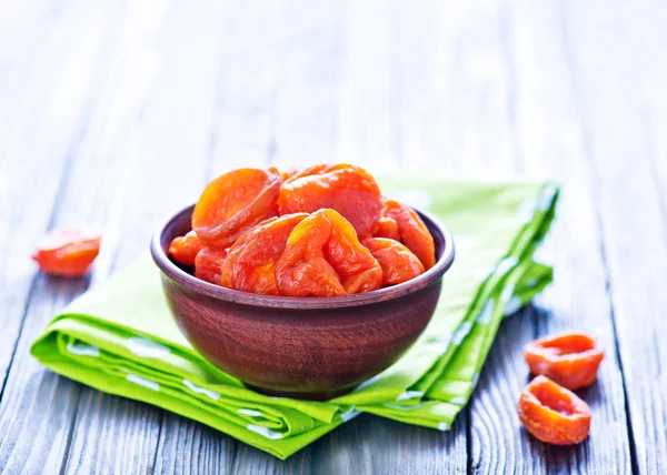 Dry apricots in bowl — Stock Photo, Image