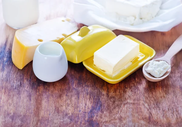 Milk products on the wooden table — Stock Photo, Image