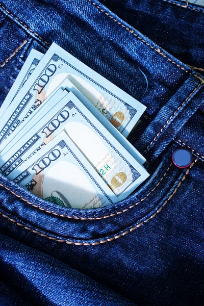 Dollar i jeans ficka — Stockfoto