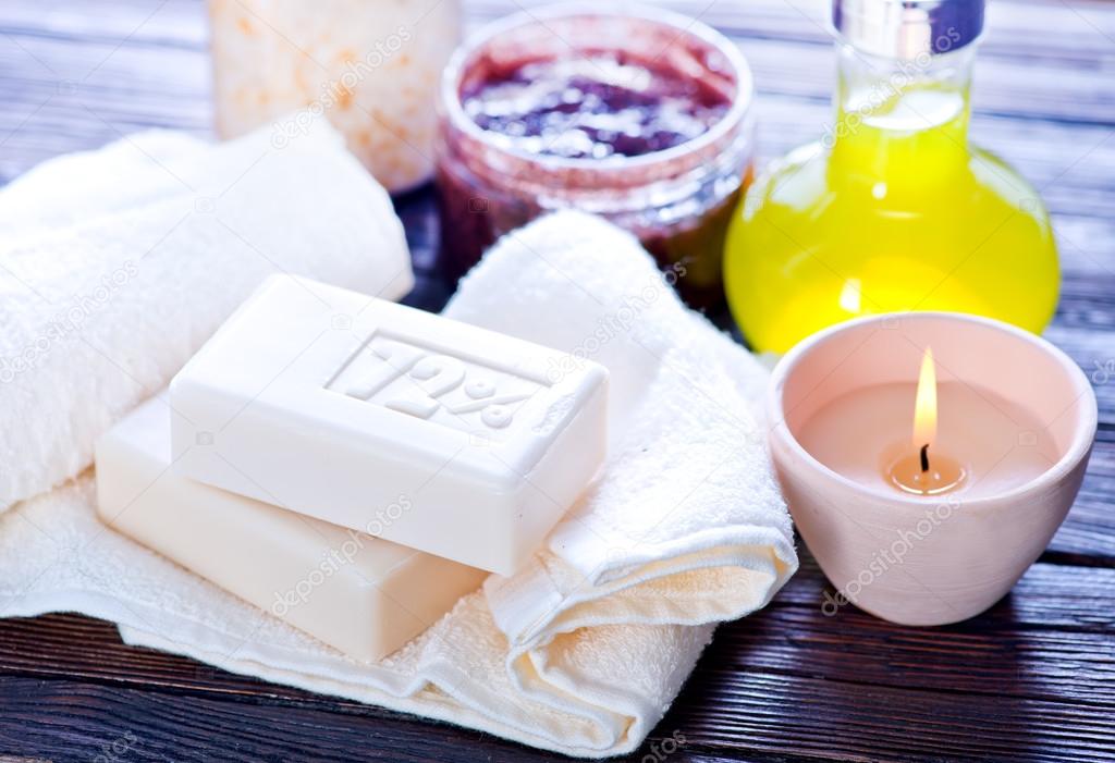 spa objects, soaps and candle
