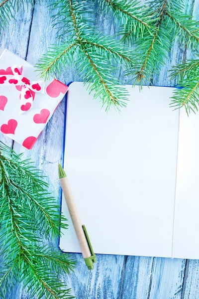 Notebook and christmas letters — Stock Photo, Image