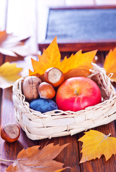 autumn background with  autumn apple