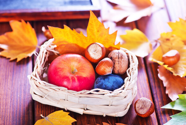 autumn background with  autumn apple