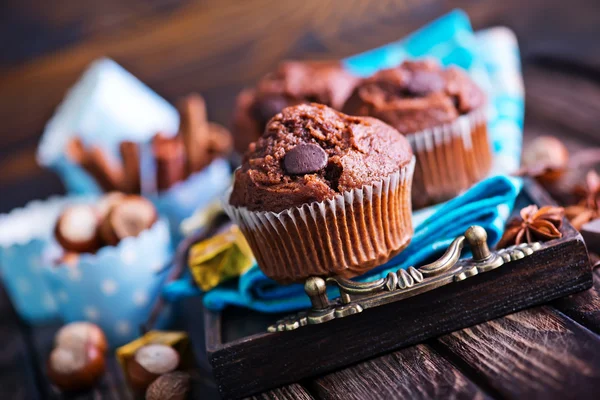 Chocolate muffins with spices — Stock Photo, Image