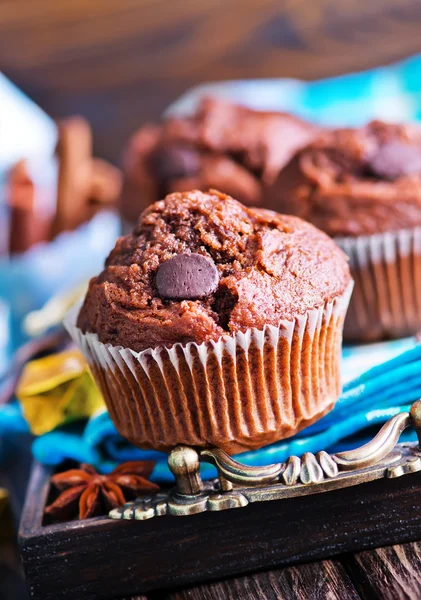 Chocolate muffins with spices — Stock Photo, Image