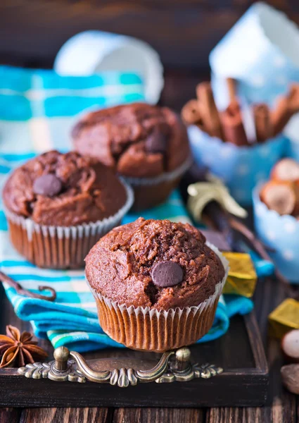 Chocolate muffins with spices — Stock Photo, Image