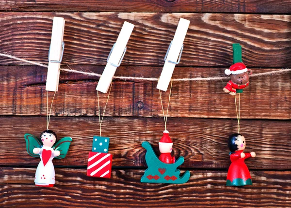 Christmas decorations on the wooden table — Stock Photo, Image
