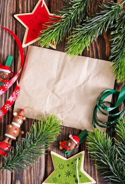 Décorations de Noël et vieux papier — Photo