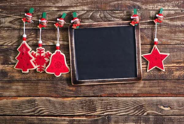 Juldekoration på träbordet — Stockfoto