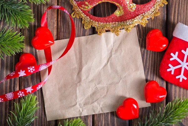 Christmas decoration and old paper — Stock Photo, Image