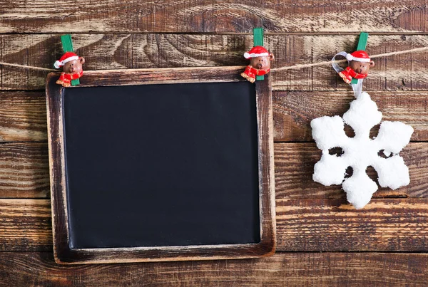 Juldekoration på träbordet — Stockfoto