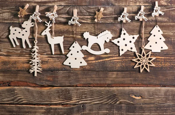 Christmas decorations on the wooden table — Stock Photo, Image