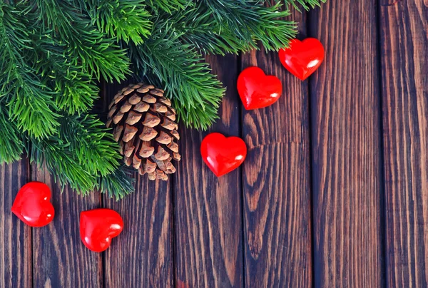 Decoración de Navidad en la mesa de madera — Foto de Stock