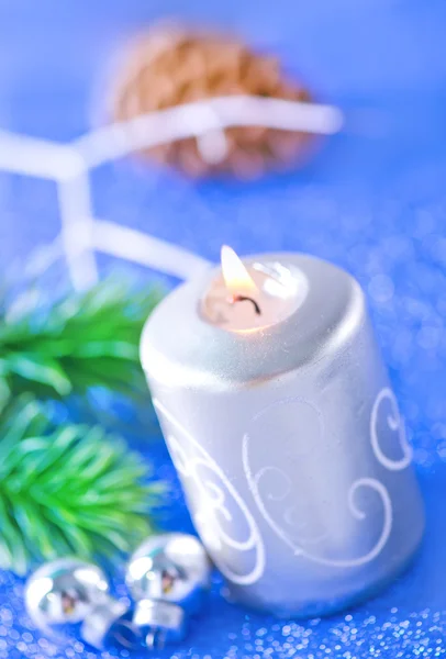 Decoración de Navidad y vela — Foto de Stock