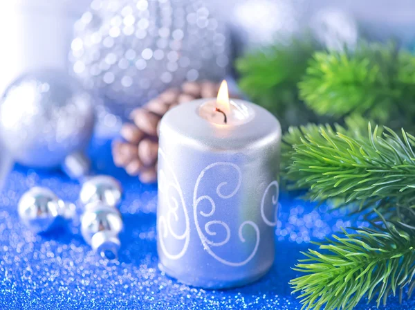 Christmas decoration and candle — Stock Photo, Image