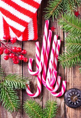 baston şekerler, köknar ağacı dalları