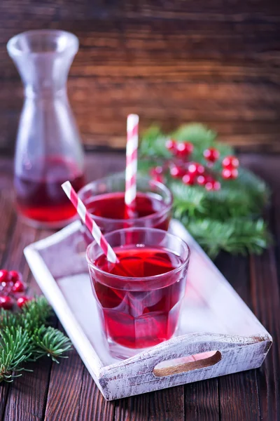 Cherry drinks on wooden tray — Stock Photo, Image