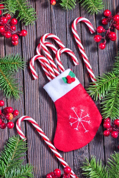 Zuckerstangen zu Weihnachten — Stockfoto