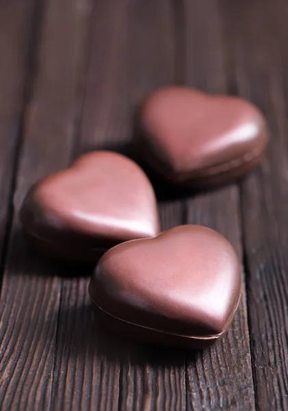 Chocolate corazones caramelos — Foto de Stock