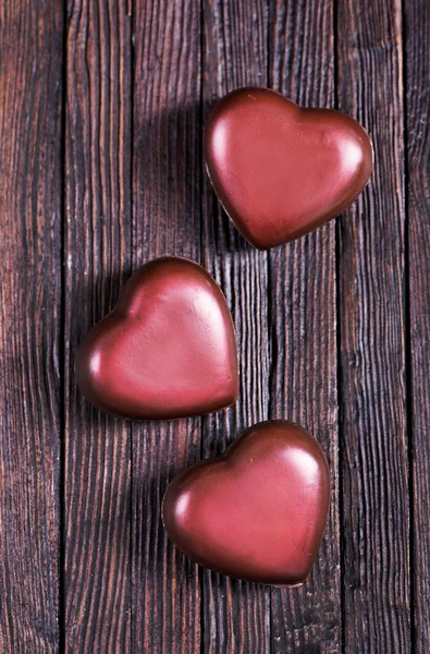 Doces corações de chocolate — Fotografia de Stock