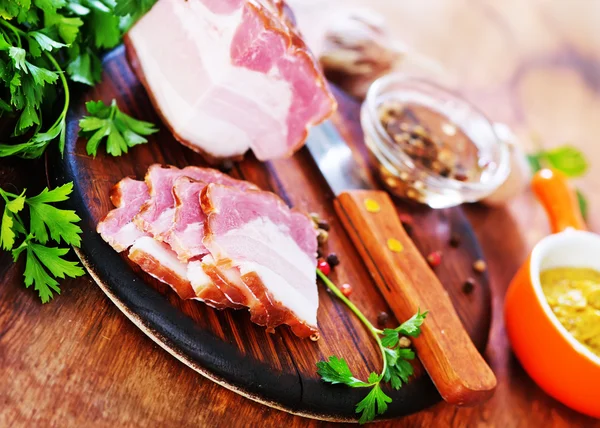 Smoked lard with parsley — Stock Photo, Image