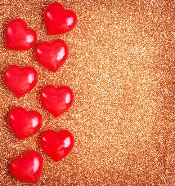 Red glossy hearts — Stock Photo, Image