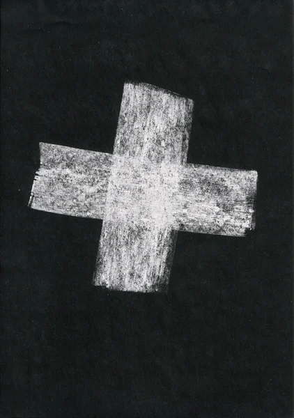 "plus "gemalte weiße Kreide auf schwarzem Papier — Stockfoto
