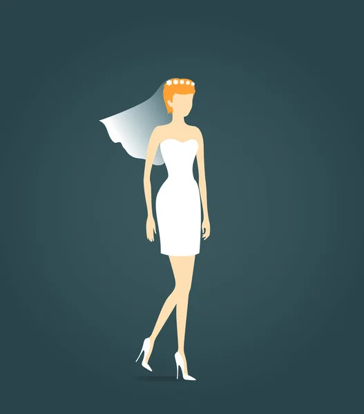 Belle Mariée. Silhouette avec ombre. Femme Robe de mariée blanche sur mannequin isolé sur fond sombre. Vecteur — Image vectorielle