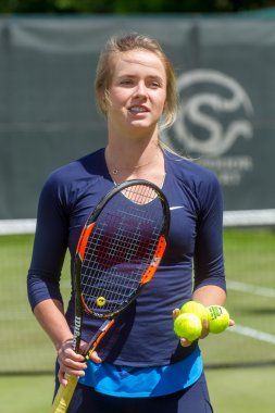 Kharkiv, Ukrayna - 07 Haziran: Ukraynalı tenisçi Elina Svitolina 7 Haziran 2016 tarihinde Kharkiv'de açık antrenman yaptı.