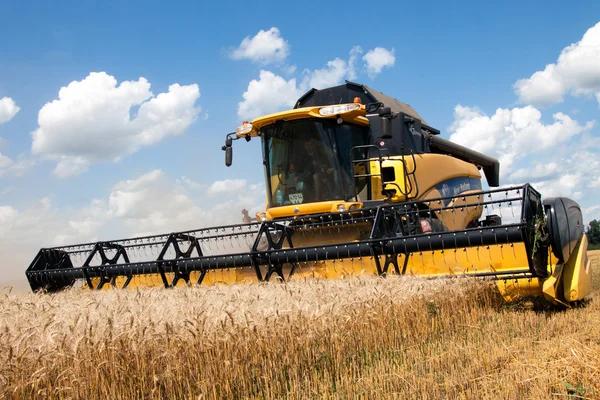 KHARKIV / UKRAINE - JULY 12. Harvesting wheat field in Kharkiv Oblast in the Ukraine in July 12, 2011. — Stock Photo, Image