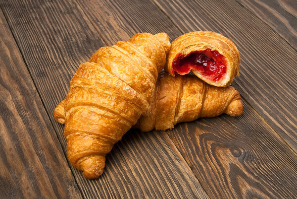 Croissants on a wooden table