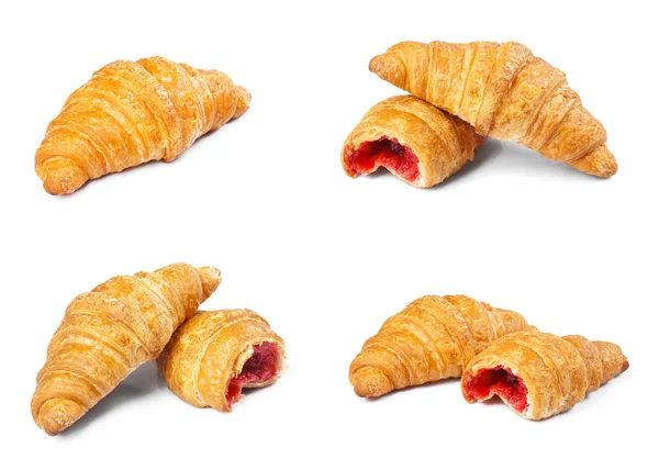 Sammlung von Croissants isoliert auf weißem Hintergrund. — Stockfoto