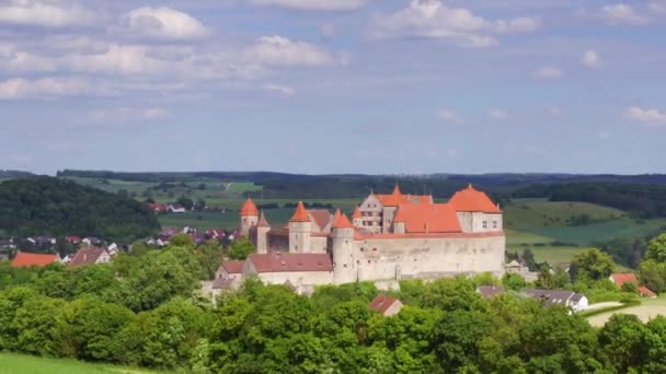 Castle with red rooftops — Stock Video