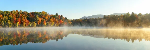 Λίμνη φθινόπωρο φύλλωμα ομίχλης — Φωτογραφία Αρχείου