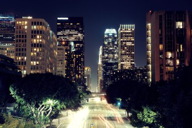 Los Angeles at night clipart
