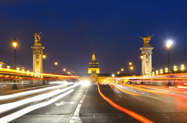 Alexandre III Köprüsü gece görünümü