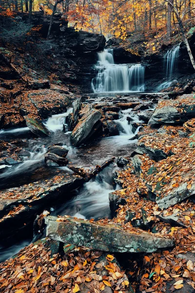 Autumn waterfalls in park — Stock Photo, Image