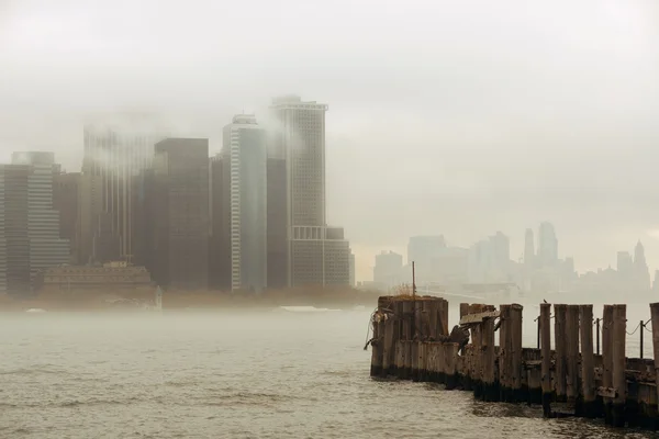 New York City downtown fog — Stock Photo, Image