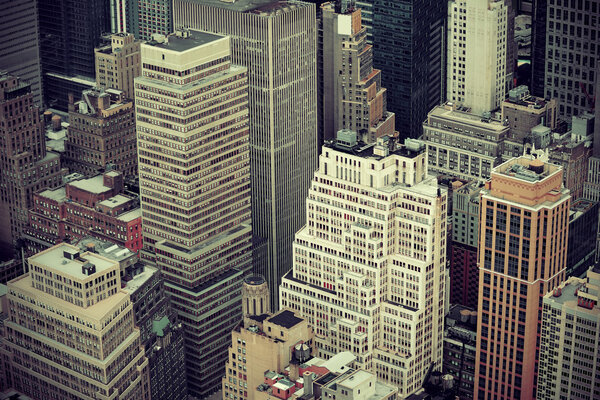 New York City skyscrapers aerial urban view.