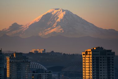 Mount Rainier ve Seattle şehir 