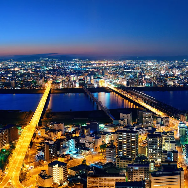 Osaka Nacht Dachterrasse — Stockfoto