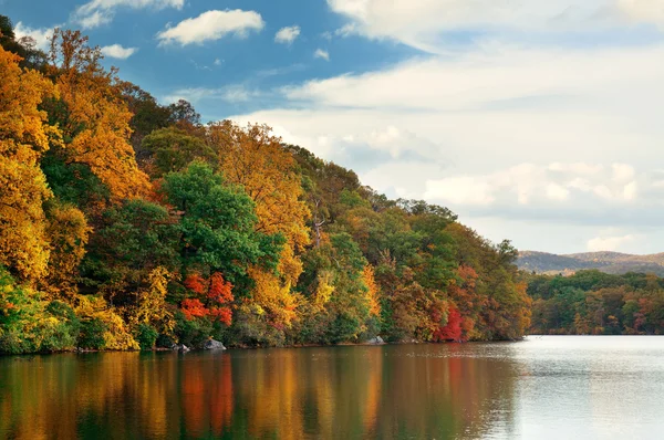 Autunno vista lago — Foto Stock