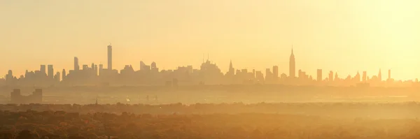 New York City sunrise silhouette — Stock Photo, Image