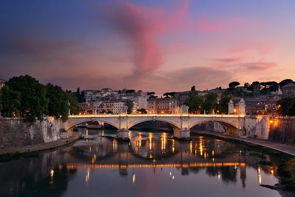 Roma Fiume Tevere tramonto — Foto Stock