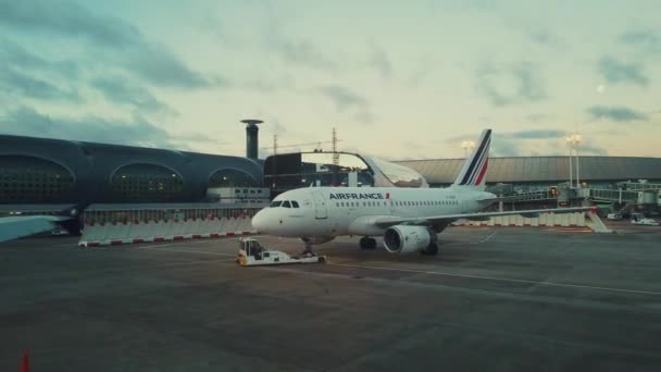 Paris France Mar 2020 Avion Terminal Apprête Décoller Aéroport Charles — Video