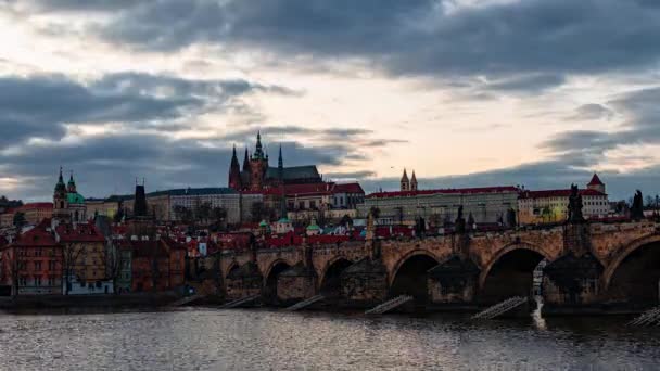 Çek Cumhuriyeti Nde Mimari Kentsel Zaman Atlamalı Prag Kenti Silueti — Stok video