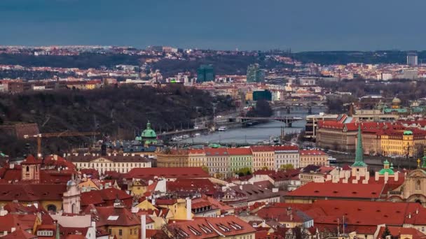 Architektur Der Prager Skyline Und Zeitraffer Ansicht Der Tschechischen Republik — Stockvideo
