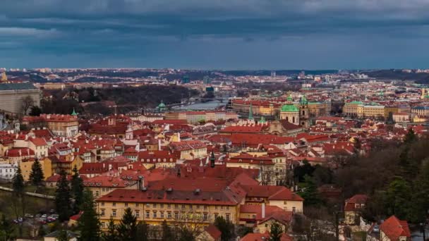 Ciudad Praga Skyline Con Arquitectura Vista Lapso Tiempo Urbano República — Vídeo de stock