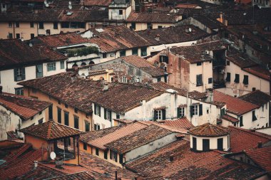 Lucca 'nın çatısı İtalya' da yukarıdan görünüyor.